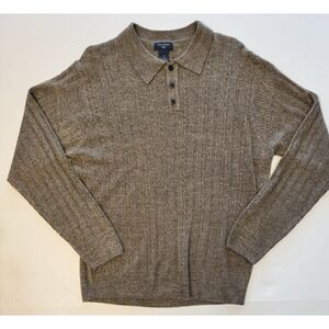 Dockers Men's Heathered Brown Beige Lightweight Knit‎ Sweater Size Large L